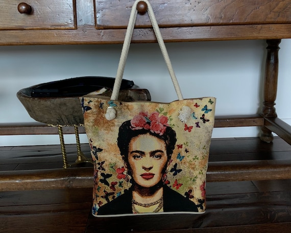 Frida Kahlo Bag, Frida Artist Bag, Boho Market Bag, Frida Beach