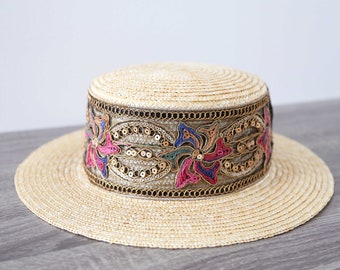 Ethnic styles straw hat, fashion summer hat, boho, summer hat, beach hat, vacation hat, sun hat, woman hat, travel hat