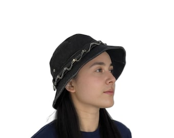 Vintage Rivet Fischerhut, Denim, Unisex Fischerhut, Sonnenhut, Lässiger Hut, Baumwollhut, Sonnenschutz, Angeln, Wandern Safari Boonie Hut