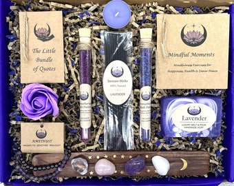 NEW for 2024 Complete Relaxation Wellness Gift Box, Dream-catcher, Mindfulness, Spa, Crystals, Amethyst Bracelet, Unique Gift.