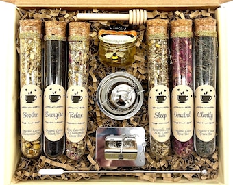 Luxury Loose Herbal Tea Gift Box, 6 Types Luxury Tea, Diffusers, Honey, Tea Lover Gift, Tea Gift Set, Christmas Gift, Unique Present