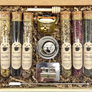Luxus lose Kräutertee Geschenkbox, 6 Arten Luxustee, Diffusor, Honig, Tee-Liebhaber-Geschenk, Tee-Geschenkset, Weihnachtsgeschenk, einzigartiges Geschenk