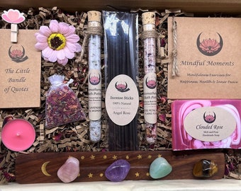 Complete Wellness Gift Box, for your Mind, Body, Heart, -Mindfulness -Quotes -Crystals-Dream-catcher. Unique gift for all.