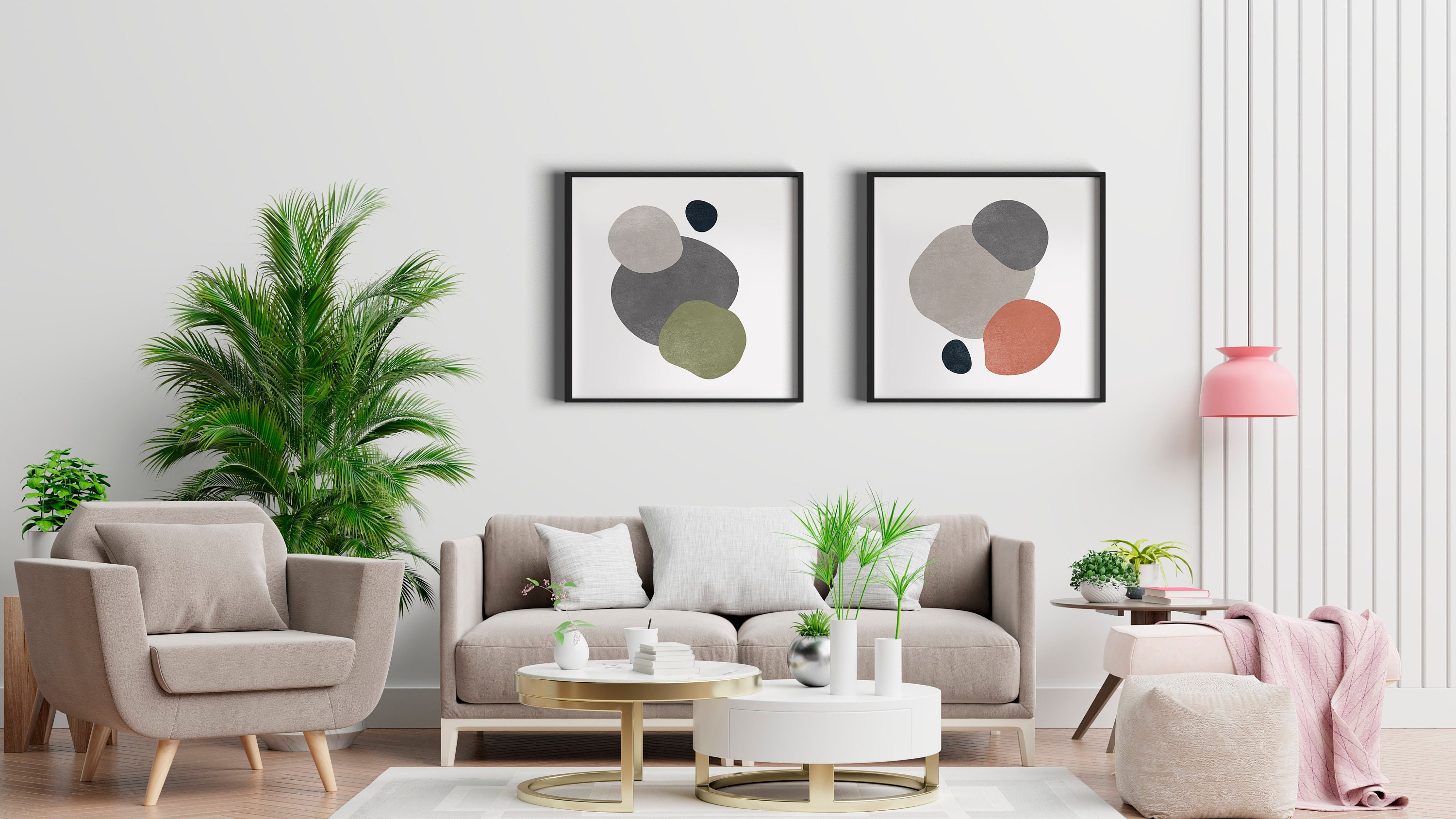 Modern Wall Art Prints Set Of 2 Printable Wall Art Abstract Etsy
