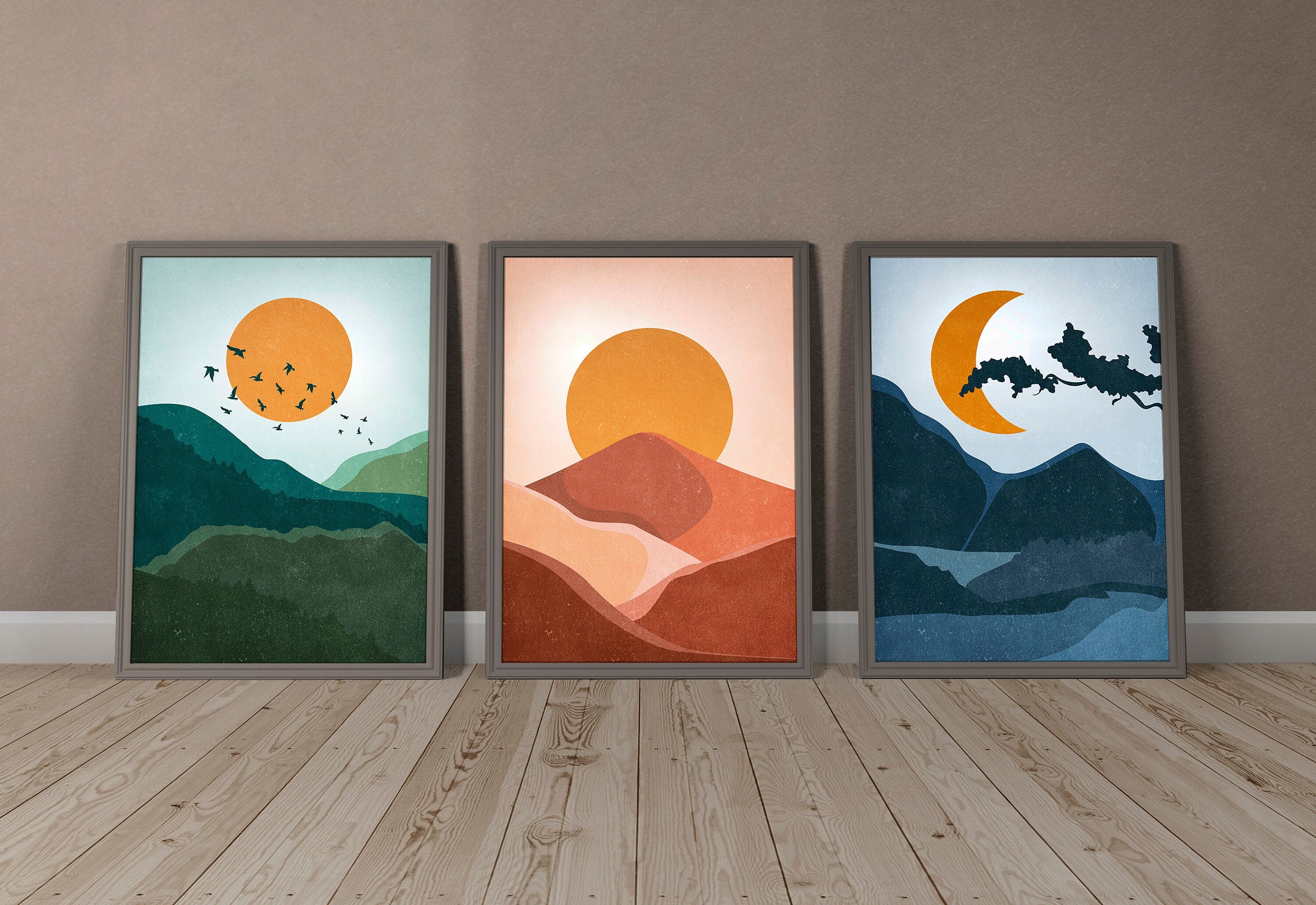 Wall Art Prints Set of 3 Bedroom Wall Decor Natural Landscape | Etsy