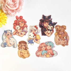 Kawaii anime friends holo stickers