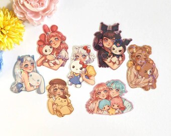 Kawaii anime friends holo stickers