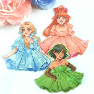 Niedliche bauschige Kleid Holo Sticker