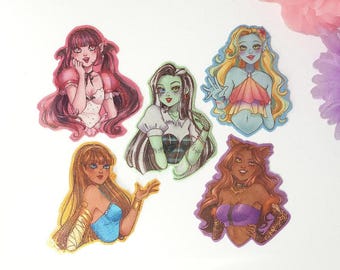 Monster Girls Holographic Stickers