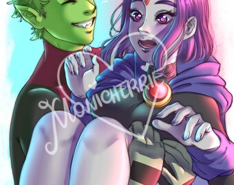 Teen Titans Small Print 5r Tt rae Beast Boy Raven Robstar Etsy