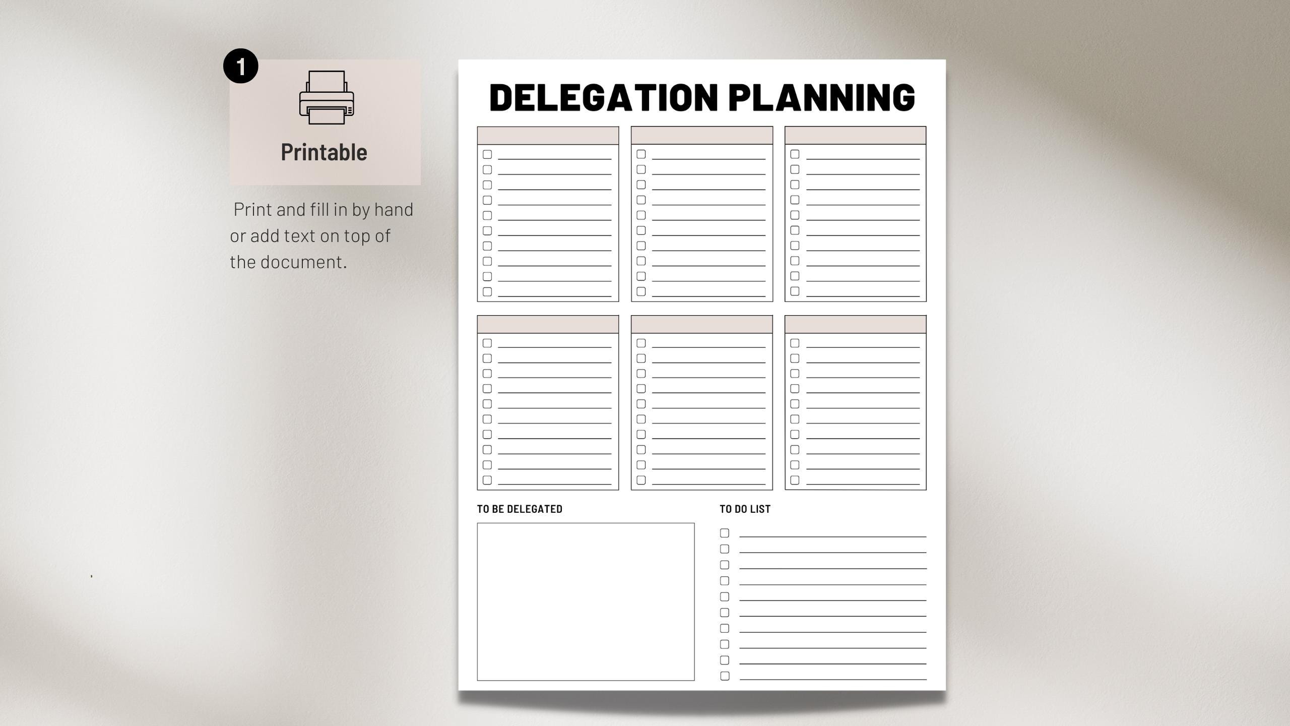 Work Planner | Delegation Printable | Productivity Planner | Task ...