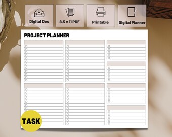 Project Planner |  To Do List Organizer |  Printable Productivity Plan |  PDF  | Work Tracker | Letter Sized | Checklist | Project Overview