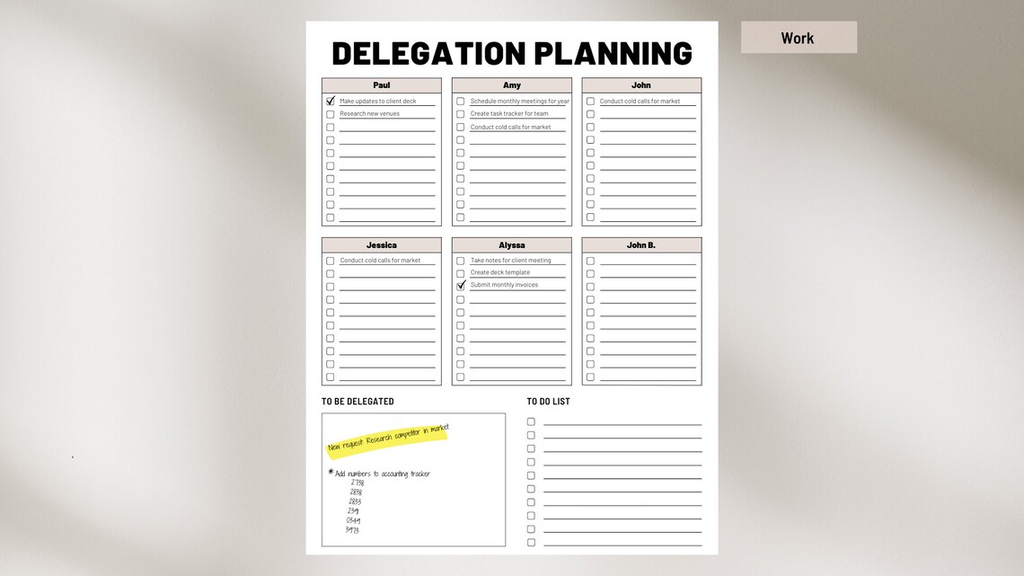 Task Delegation Template.pdf Work Planner Delegation Printable Productivity Planner Task Organizer ...