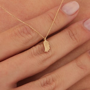 Gold Angel Wing Necklace, Gold Angel Pendant, Engraved Angel Wing Charm, Gold Wing Necklace, Angel Wing Charm, Christmas Day Gift