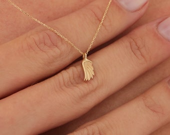 Gouden engelenvleugelketting, gouden engelenhanger, gegraveerde engelenvleugelbedel, gouden vleugelketting, engelenvleugelbedel, kerstcadeau