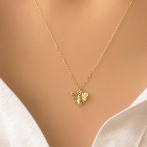 Tiny 14k Solid Gold Bee Necklace