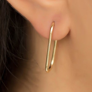 14k Yellow Gold Paperclip Earrings / Statement Earrings / Yellow Gold Earrings / Chunky Hoop Earrings / Paperclip Earrings / Unique Gift