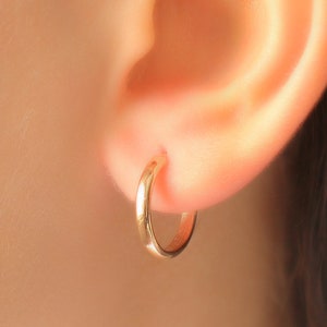 14K Gold Hoop Earrings, 14K Solid Gold Hoop Earrings for Women, 14K Real Gold Dainty Simple Hoop Earrings, Gift for Her