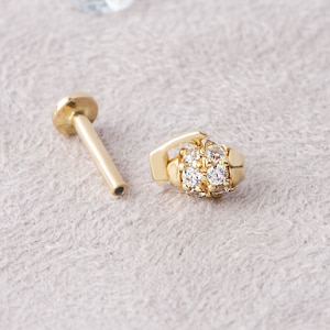 14K Solid Gold Rocket Bomb Earrings, Cartilage Earring, Tragus Earring, Tiny Stud Earrings, Minimalist Earring, Rook Piercing, Gift For Her