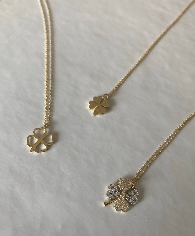 Gold Clover Necklace, 14K Solid Gold Mother of Pearls Cross Chain Pendant, Minimalist Christian Necklace. Classy Women Casual Charm Necklace