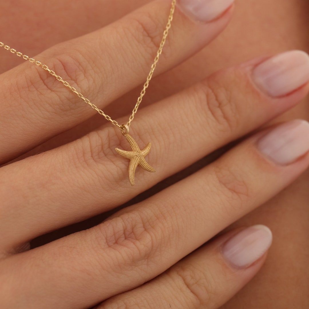 Sea Life Necklace, Starfish Necklace, Beach Jewelry, Beach Necklace