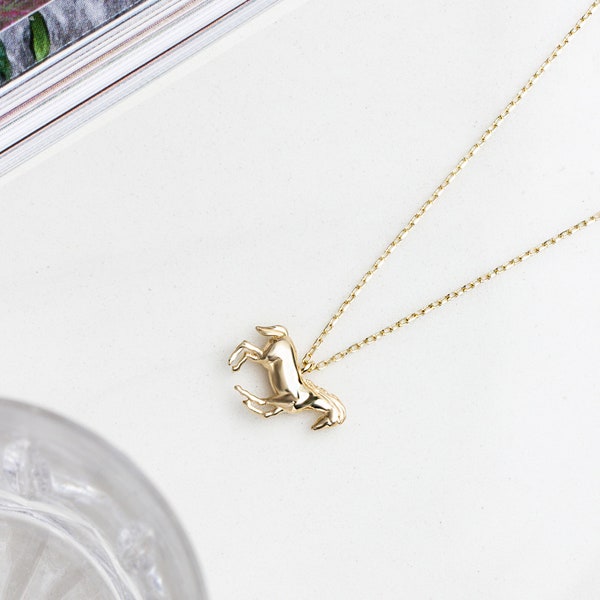 14k Solid Gold Horse Necklace, Horse Necklace Girls, Dainty Custom Horse Necklace, Gold Horse Necklace, Horse Pendant, Horse Jewelry