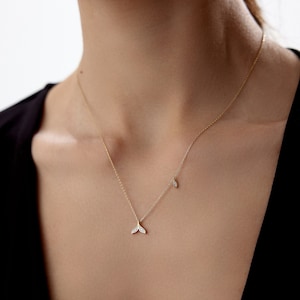 Gold  Whale Necklace, Whale Tail Necklace, 14K Gold Mermaid Pendant, Tail Necklace, Mermaid Tail, Ocean Jewelry, Women For Necklace