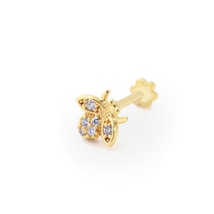 Gold Bee Helix, Bee Ear Cuff, Bee Helix Earring, Bee Piercing, Bee Earrings, Rook Earring, Conch Piercing, Handmade Jewelry, Bridesmaid Gift