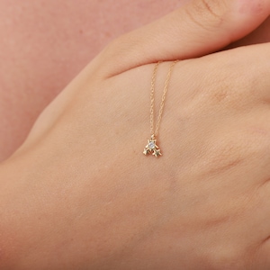 14K Solid Gold Three Star Necklace, Dainty Star Pendant, Three Star Charm, Gold Triple Star Necklace, Halloween Jewelry, Halloween Necklace