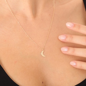 14k Solid Gold Moon Necklace, Gold Moon Pendant, Dainty Moon Star Charm Pendant, Celestial Necklace,Birthday Gift, Christmas Gift