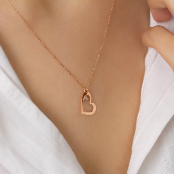 3 Ct Round Cut Diamond Heart Pendant 14K Yellow Gold Over Necklace  Valentine Gift Her, Diamond Heart Pendant,wedding Gift, Necklaces - Etsy