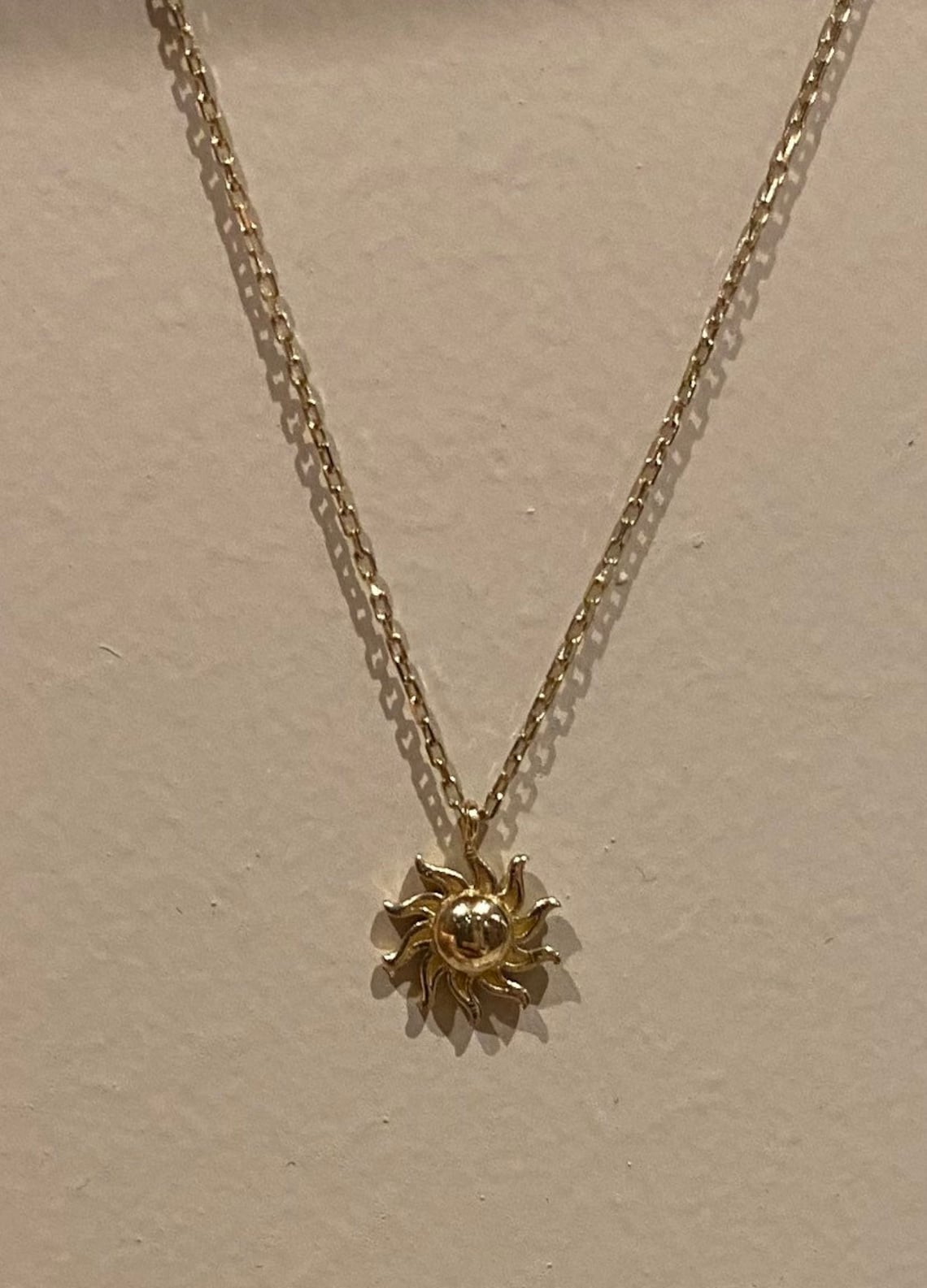 Gold Sun Necklace 14k Solid Gold Sun Pendant Solar Celestial | Etsy