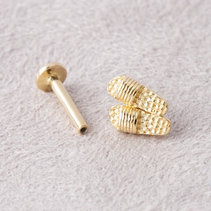 14K Solid Gold Slipper Piercing, Slipper Earring, Gold Sandal Stud Earring, Conch Piercing, Helix Piercing, Mothers Day Gift, Gift For Her