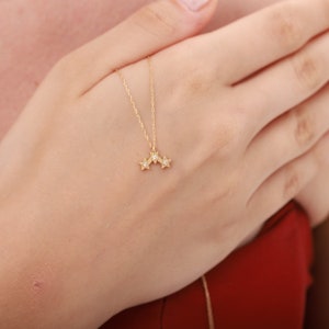 14K Solid Gold Three Star Necklace, Dainty Star Necklace, Gold Star Charm, Triple Star Necklace, Three Star Pendant, Mothers Day Gift