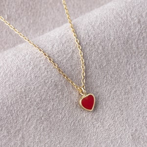 14k Solid Gold Preppy Heart Necklace, Minimalist Heart Necklace, Anniversary Gift, Gift For Her, Bridesmaid Gift, Mother Gift, Heart Pendant