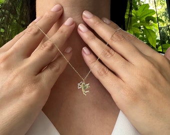 14K Solid Gold Eros Angel Necklace, Gold Angel Pendant, Symbol of Love Necklace, Gold Eros Angel Charm, Dainty Eros Necklace, Gift For Her