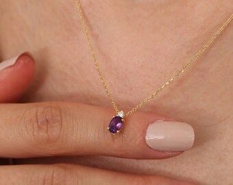 Amethyst Necklace, Birthstone Necklace, February Necklace, Jewelry With Amethyst, Amethyst Pendant, February Birthstone Necklace, Minaliva