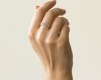Kettenring, 14K Gold Kettenring, 14K Massivgold Stapelring, Gold-Gliederring