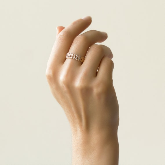 Chain Ring 14K Gold Chain Ring 14K Solid Gold Stacking Ring