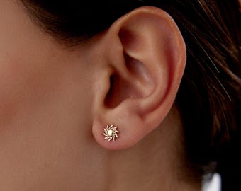 Sun-oorbellen, Sun-oorbellen, Sunshine-oorbellen, Starburst-oorbellen, hemelse oorbellen, echt gouden zon, zomersieraden, kerstcadeau