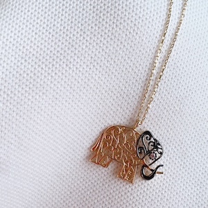 14K Solid Gold Elephant Necklace, Elephant Pendant, Wealthy Symbol Necklace, Dainty Elephant Necklace Gift for New Mother, Layering Necklace