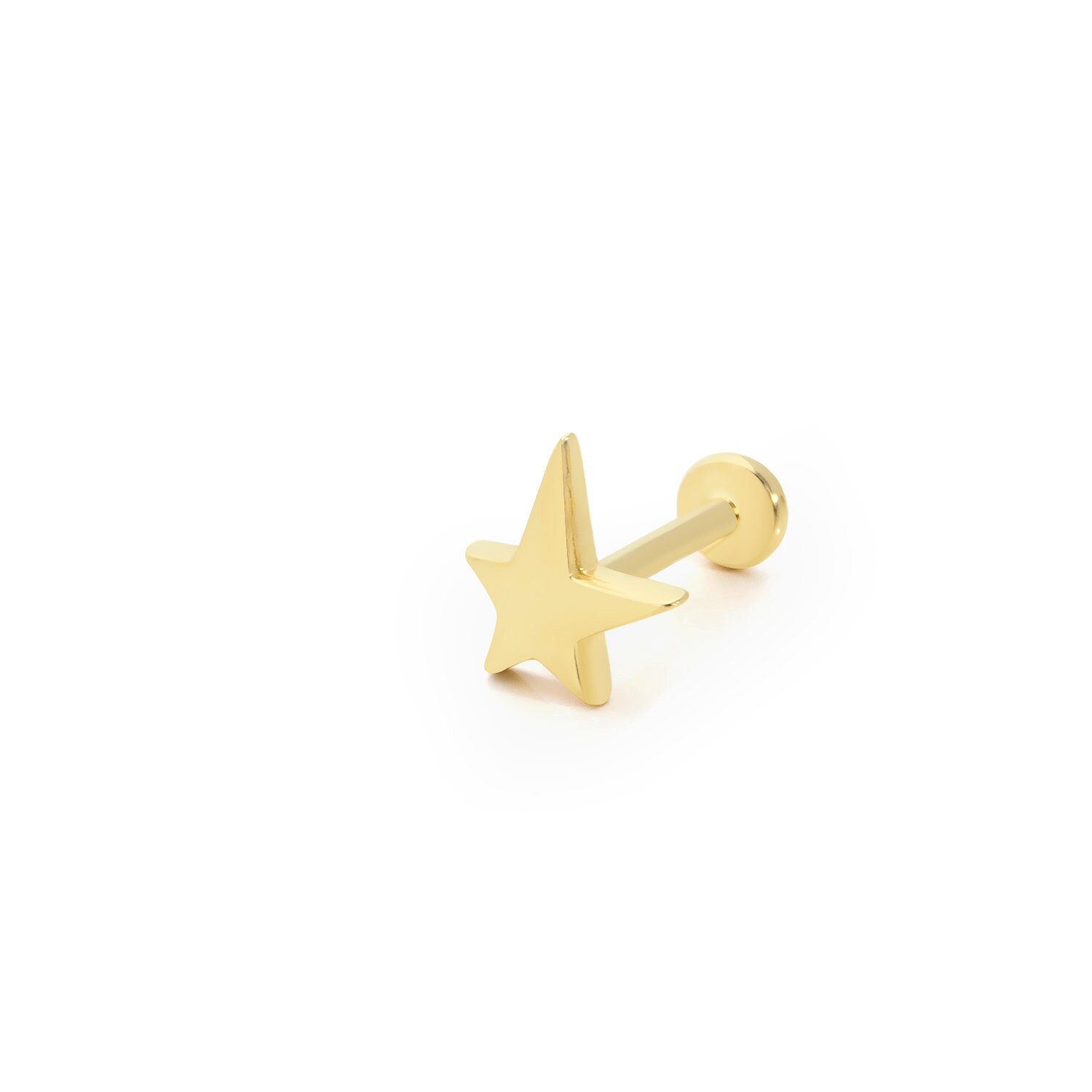 Star Rook Piercing 14K Solid Gold Star Rook Earring, Mini Star Conch Piercing, Bridge ...