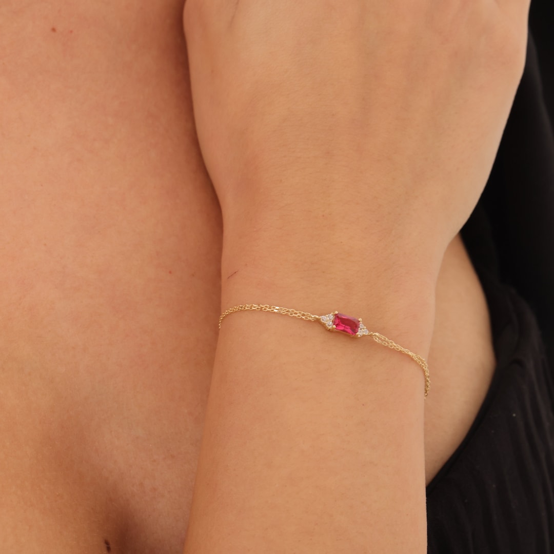 Ruby Bracelet, July Birthstone, Gemstone Bracelet, Birthstone Bracelet ...