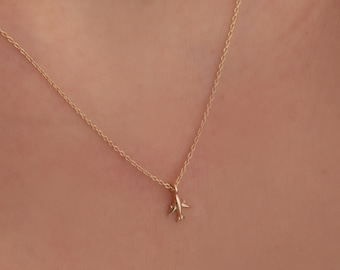 14K Rose Gold Airplane Necklace 14k Solid Gold Necklace -  Norway