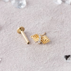 14K Solid Gold Conch Piercing, Helix Piercing, Rook Piercing, Cartilage Piercing, Piercing Jewelry, Tragus Piercing, Mothers Day Gift