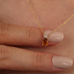 Citrine Necklace, November Birthstone, Citrine Pendant, Birthstone Necklace, Handmade Jewelry, Citrine Jewelry, Gemstone Necklace