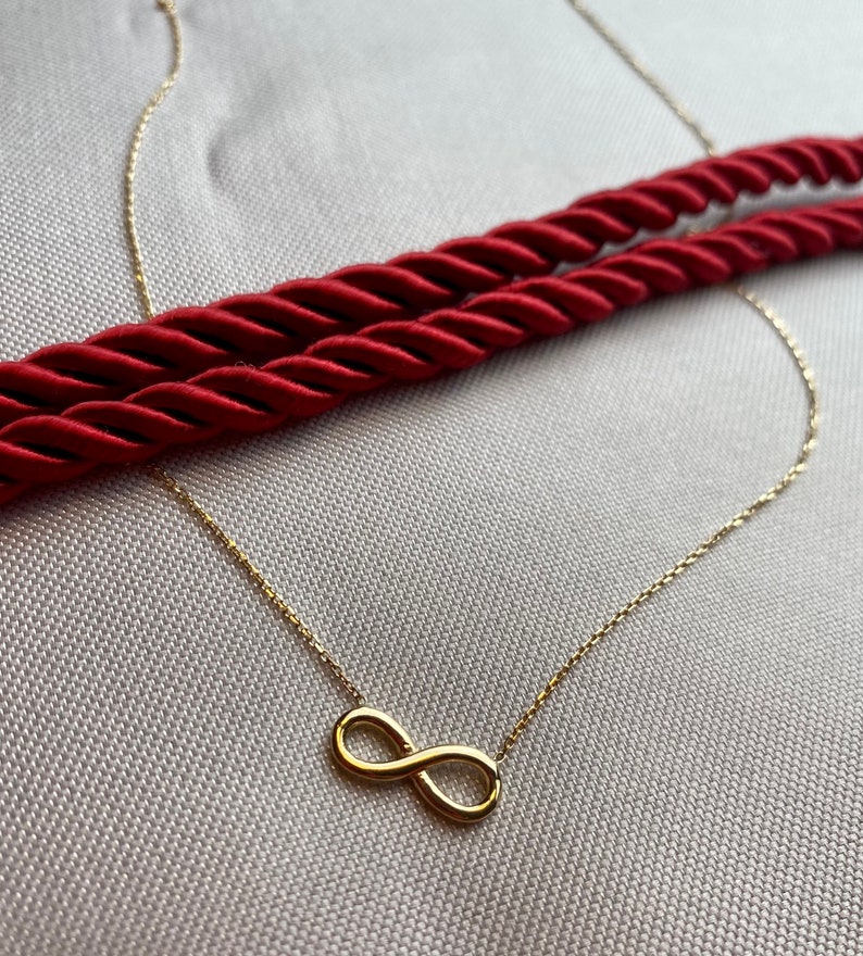 14k Gold Infinity Necklace, Real Gold Infinite Love Necklace, Valentines day gift, Solid Gold Dainty Infinity Necklace is Great Gift For Her image 6