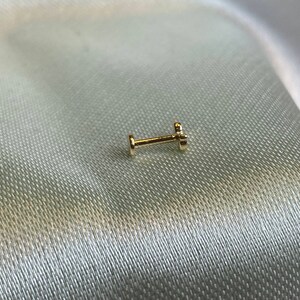 May include: A gold nose ring with a small, clear gemstone.