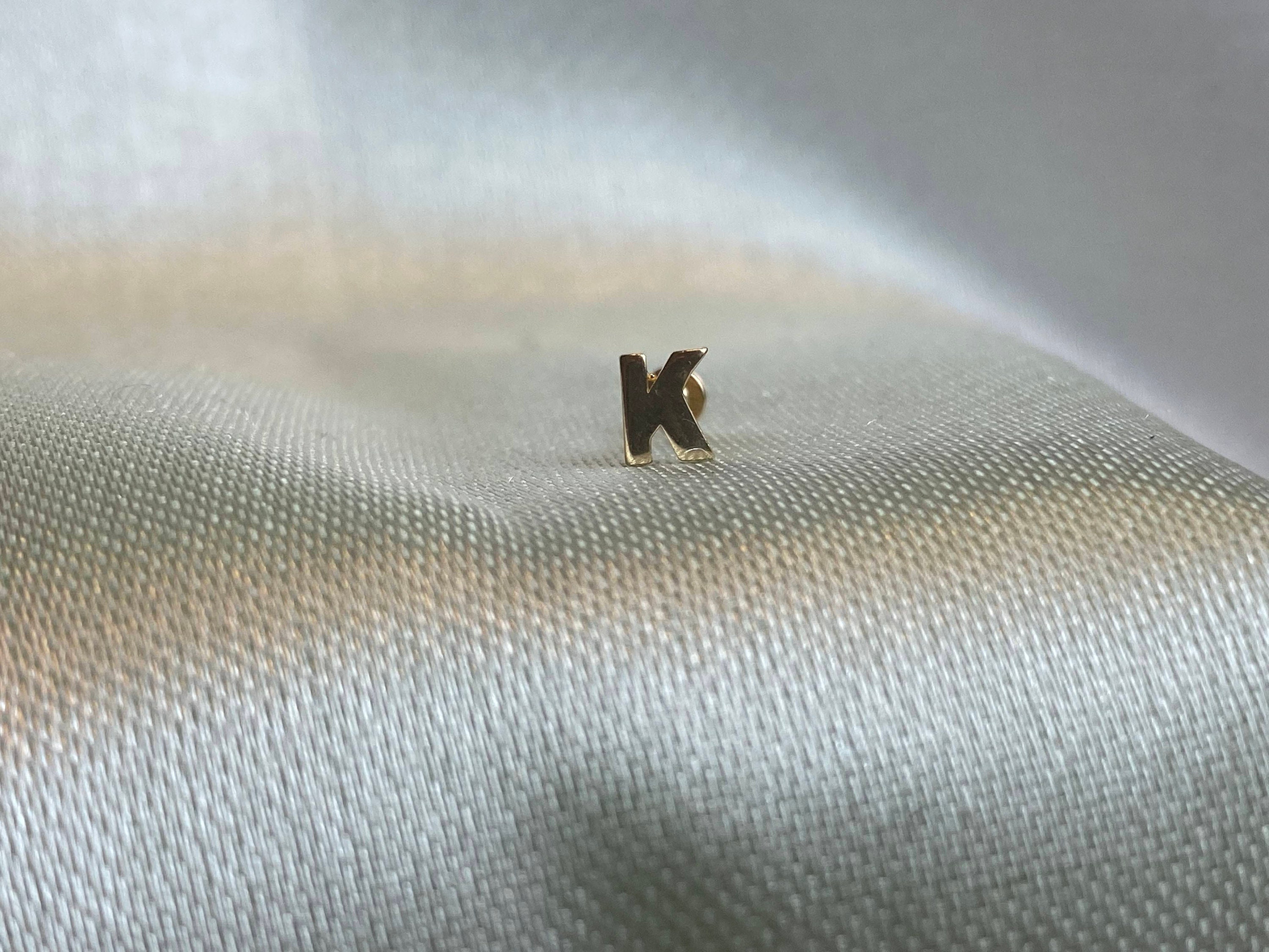 14K Gold Letter Piercing, Initial Piercing, Conch Piercing, Tragus ...