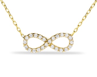 Collar infinito de oro, colgante infinito de oro, joyería hecha a mano, oro macizo delicado, joyería infinita, encanto infinito, regalo de bodas